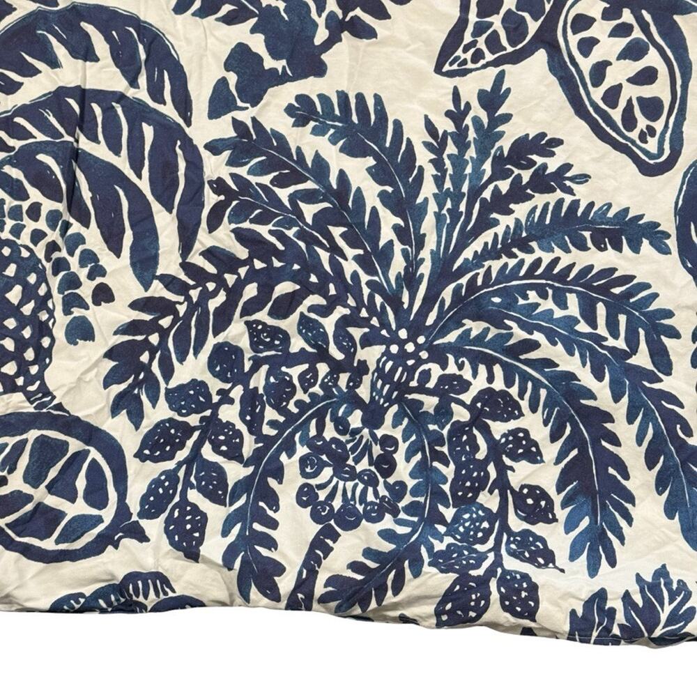 Pottery Barn Botanical Rae King Size Duvet Cotton Bedding Tropical Print Blue - Picture 6 of 7